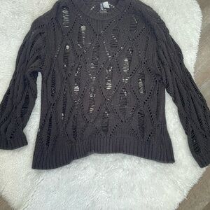 H&M Dark Brown Open-Knit Sweater